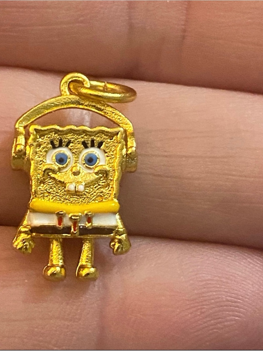 Gold Sponge Character Charm Pendant - 18k gold plated